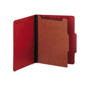 Pressboard Classification Folders, Letter, Four-Section, Ruby Red, 10 / Box