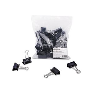 Medium Binder Clips, Zip-Seal Bag, 5 / 8" Capacity, 1 1 / 4" Wide, Black, 36 / Bag