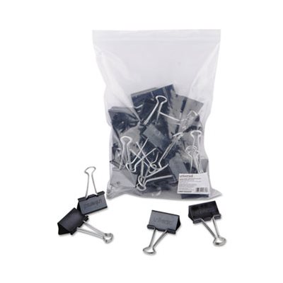 Large Binder Clips, Zip-Seal Bag, 1" Capacity, 2" Wide, Black, 36 / Bag