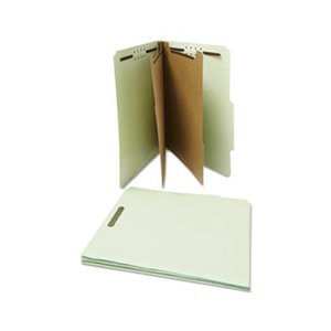 Pressboard Classification Folder, Letter, Six-Section, Gray-Green, 10 / Box