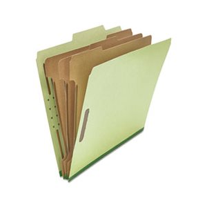 Pressboard Classification Folder, Letter, Eight-Section, Green, 10 / Box