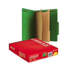 Classification Folders, PRESSBOARD, Letter, Six-Section, Emerald Green, 10 / Box