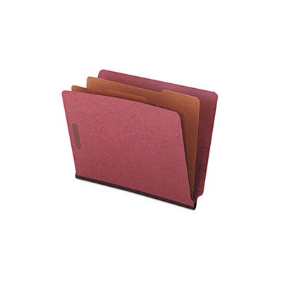 CLASSIFICATION FOLDERS, Pressboard, End Tab, Letter, Six-Section, Red, 10 / Box