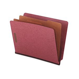 CLASSIFICATION FOLDERS, Pressboard, End Tab, Letter, Six-Section, Red, 10 / Box