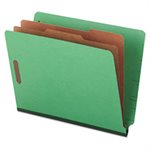 Pressboard End Tab Folders, Letter, Six-Section, Green, 10 / Box