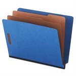 Pressboard End Tab Classification Folders, Letter, Six-Section, Blue, 10 / Box