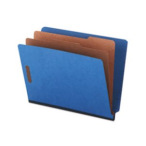 Pressboard End Tab Classification Folders, Letter, Six-Section, Blue, 10 / Box