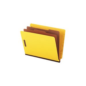 Pressboard End Tab Classification Folders, Letter, Six-Section, Yellow, 10 / Box