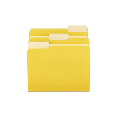 File Folders, 1 / 3 Cut One-Ply Top Tab, Letter, Yellow / Light Yellow, 100 / Box