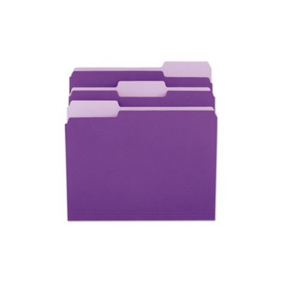 File Folders, 1 / 3 Cut One-Ply Top Tab, Letter, Violet / Light Violet, 100 / Box