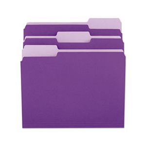 File Folders, 1 / 3 Cut One-Ply Top Tab, Letter, Violet / Light Violet, 100 / Box