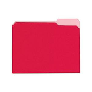 Recycled Interior File Folders, 1 / 3 Cut Top Tab, Letter, Red, 100 / Box