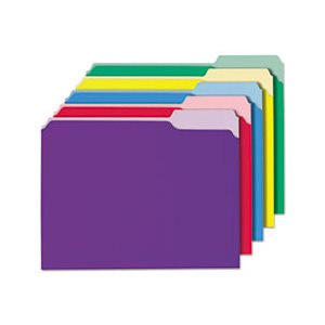 Recycled Interior File Folders, 1 / 3 Cut Top Tab, Letter, Assorted, 100 / Box