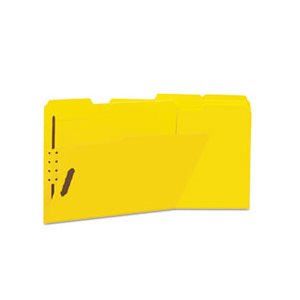 Deluxe Reinforced Top Tab Folders, 2 Fasteners, 1 / 3 Tab, Letter, Yellow, 50 / Box