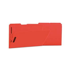 Deluxe Reinforced Top Tab Folders, 2 Fasteners, 1 / 3 Tab, Legal, Red, 50 / Box