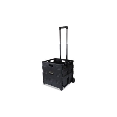 Collapsible Mobile Storage Crate, 18 1 / 4 x 15 x 18 1 / 4 to 39 3 / 8, Black
