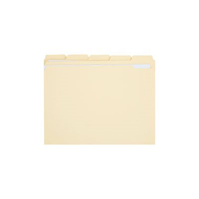 File Folders, 1 / 5 Cut Assorted, Two-Ply Top Tab, Letter, Manila, 100 / Box