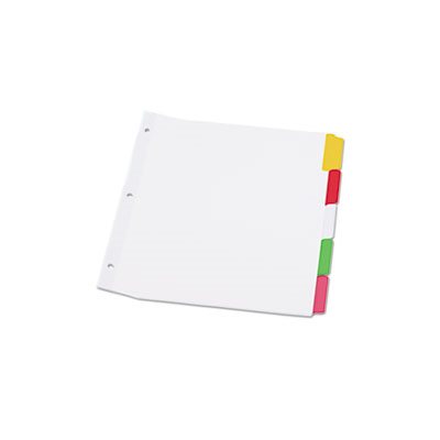 Write-On / Erasable Indexes, Five Multicolor Tabs, Letter, White