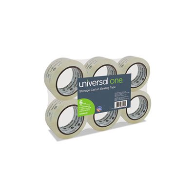 Heavy-Duty Acrylic Box Sealing Tape, 48mm x 50m, 3" Core, Clear, 6 / Pack