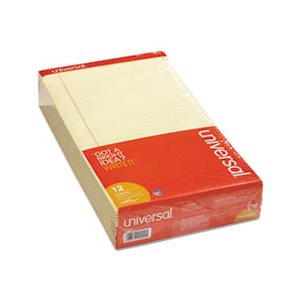 Perforated Edge Writing Pad, Legal / Margin Rule, Legal, Canary, 50 Sheet, Dozen