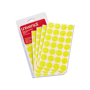 Self-Adhesive Removable Color-Coding Labels, 3 / 4" dia, Yellow, 1008 / Pack