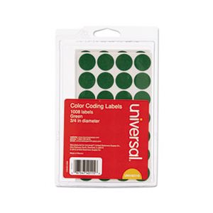 Self-Adhesive Removable Color-Coding Labels, 3 / 4" dia, Green, 1008 / Pack