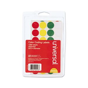 Self-Adhesive Removable Color-Coding Labels, 3 / 4" dia, Assorted, 1260 / Pack