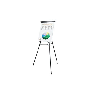 3-Leg Telescoping Easel with Pad Retainer, Adjusts 34" to 64", Aluminum, Black