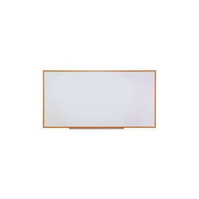 Dry-Erase Board, Melamine, 96 x 48, White, Oak-Finished Frame