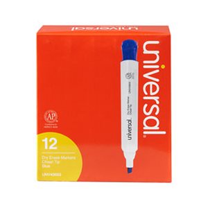 Dry Erase Marker, Chisel Tip, Blue, Dozen