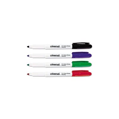 Pen Style Dry Erase Markers, Fine / Bullet Tip, Assorted, 4 / Set