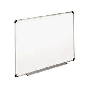 Dry Erase Board, Melamine, 72 x 48, White, Black / Gray Aluminum / Plastic Frame