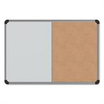 Cork / Dry Erase Board, Melamine, 24 x 18, Black / Gray Aluminum / Plastic Frame