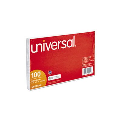 Unruled Index Cards, 5 x 8, White, 100 / Pack