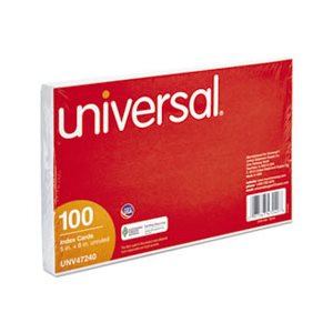 Unruled Index Cards, 5 x 8, White, 100 / Pack