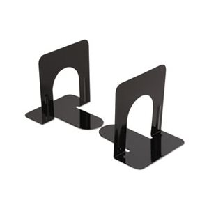 Economy Bookends, Nonskid, 4 3 / 4 x 5 1 / 4 x 5, Heavy Gauge Steel, Black