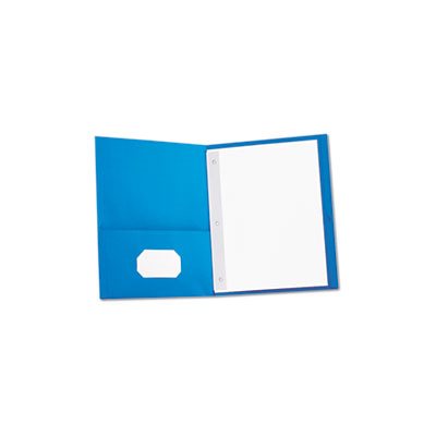 Two-Pocket Portfolios w / Tang Fasteners, 11 x 8-1 / 2, Light Blue, 25 / Box