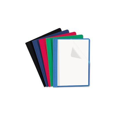 Clear Front Report Cover, Tang Fasteners, Letter Size, Assorted Colors, 25 / Box