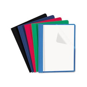 Clear Front Report Cover, Tang Fasteners, Letter Size, Assorted Colors, 25 / Box