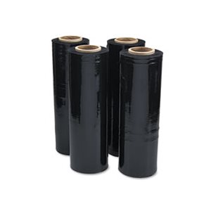 Black Stretch Film, 18" x 1, 500ft Roll, 20mic (80-Gauge), 4 / Carton