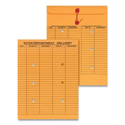 Light Brown Kraft String & Button Interoffice Envelope, 10 x 13, 100 / Box