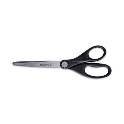 Economy Scissors, 7" Length, Straight Handle, Stainless Steel, Black