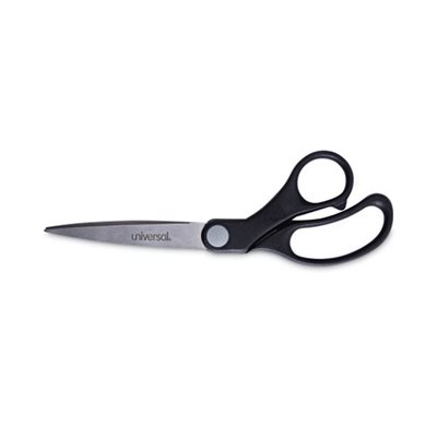 Economy Scissors, 8" Length, Bent Handle, Stainless Steel, Black