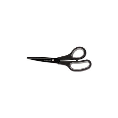 Industrial Scissors, 8" Length, Straight, Carbon Coated Blades, Black / Gray