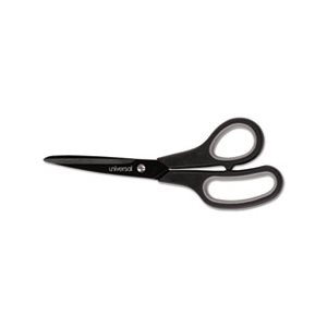 Industrial Scissors, 8" Length, Straight, Carbon Coated Blades, Black / Gray