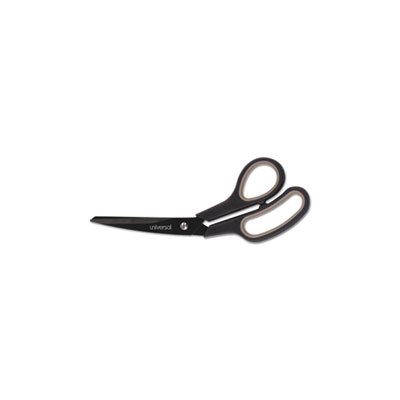 Industrial Scissors, 8" Length, Bent, Black Carbon Coated Blades, Black / Gray