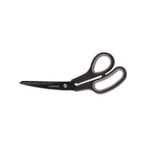 Industrial Scissors, 8" Length, Bent, Black Carbon Coated Blades, Black / Gray