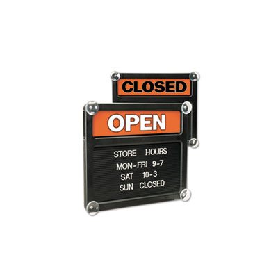 Double-Sided Open / Closed Sign w / Plastic Push Characters, 14 3 / 8 x 12 3 / 8