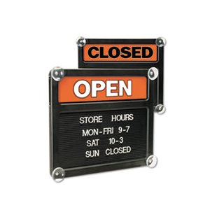 Double-Sided Open / Closed Sign w / Plastic Push Characters, 14 3 / 8 x 12 3 / 8