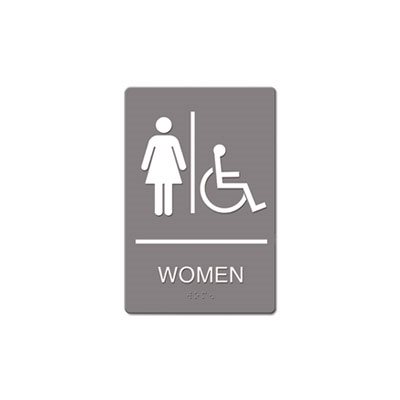 ADA Sign, Women Restroom Wheelchair Accessible Symbol, Molded Plastic, 6 x 9